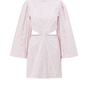 Sabo Skirt Pink Eyelet Midi Dress with Cutout Waist